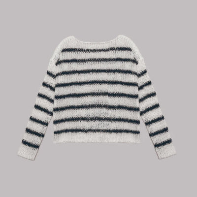 Addie - Schulterfreier Gestreifter Mohair-Pullover