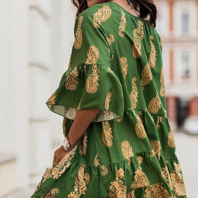 Alexa - Boho-Kleid mit Paisley-Print und Volantärmeln