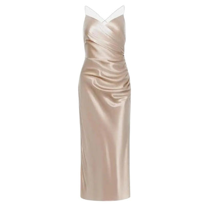 Natalia - Seidiges Satin-Slipkleid mit hohem Beinschlitz