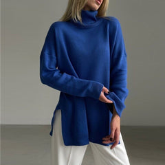 Avril - Oversized-Jerseybluse mit hohem Kragen