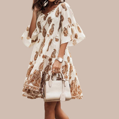 Alexa - Boho-Kleid mit Paisley-Print und Volantärmeln