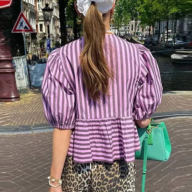 Clarissa - Puffärmel-Bluse mit Schleifenbändern