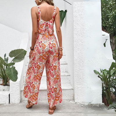 Liliana - Ärmelloser Jumpsuit mit Blumendruck und weitem Bein