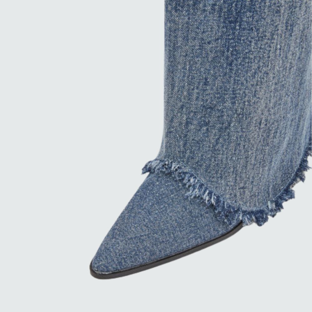 Serena - Denim Overknee-Stiefelhosen mit Schnallen-Detail