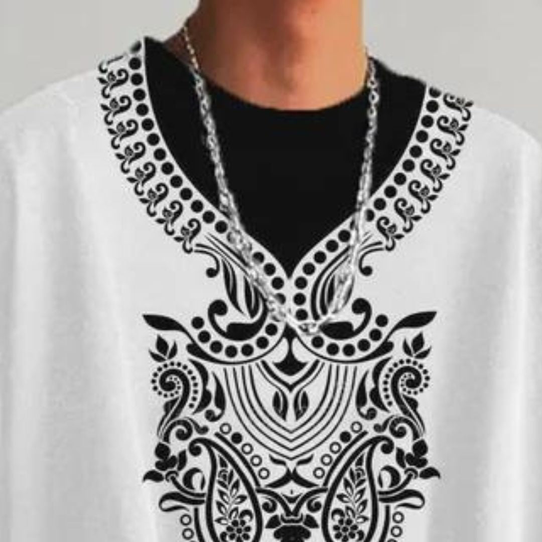 Cassius - Übergrößes T-Shirt mit Ornamentdruck