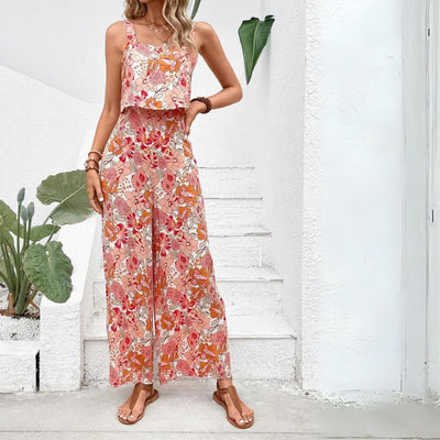 Liliana - Ärmelloser Jumpsuit mit Blumendruck und weitem Bein