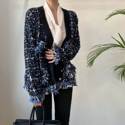 Bianca - Markanter Tweed-Blazer mit Fransenkanten