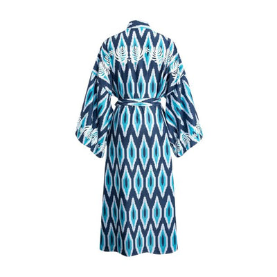 Azura - Kimono-Robe mit Ikat-Druck und Bindegürte