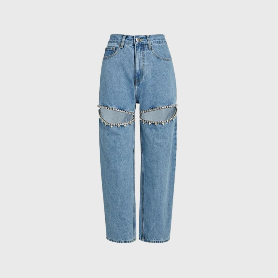 Jaden - Ausgefallene Cut-Out-Jeans mit Ketten-Detail