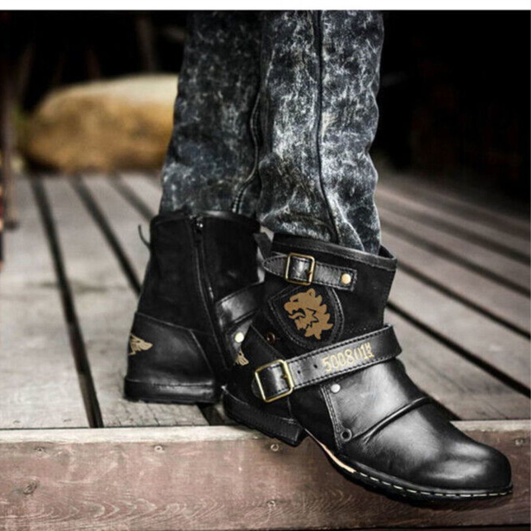 Valor - Biker-Stiefeletten mit Schnallen und Emblem