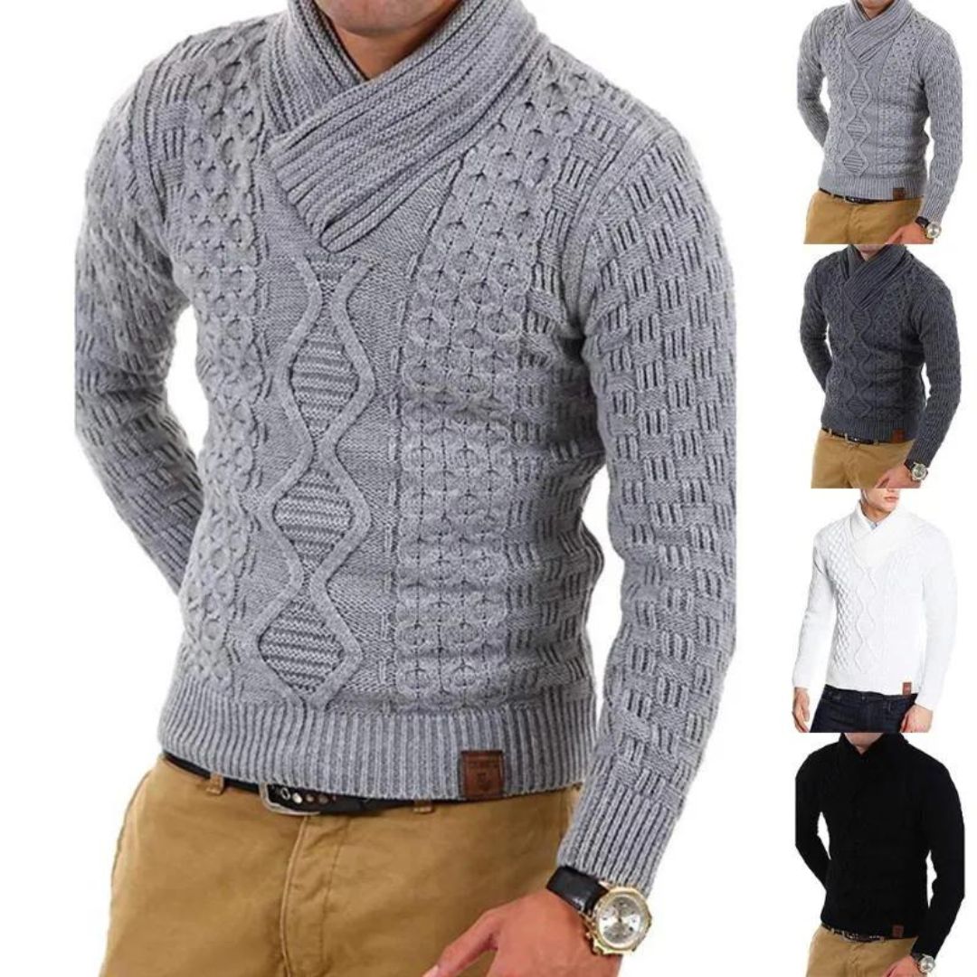 Maxwell - Klassischer Zopfstrickpullover mit Rollkragen