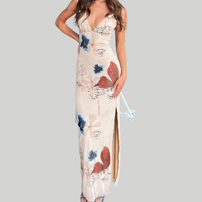 Esme - Maxikleid mit Blumenprint und V-Ausschnitt