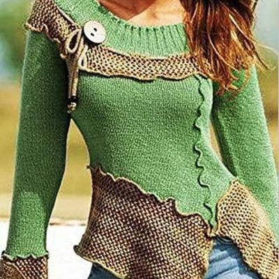 Isla - Asymmetrischer Strickpullover mit Kontrastsaum