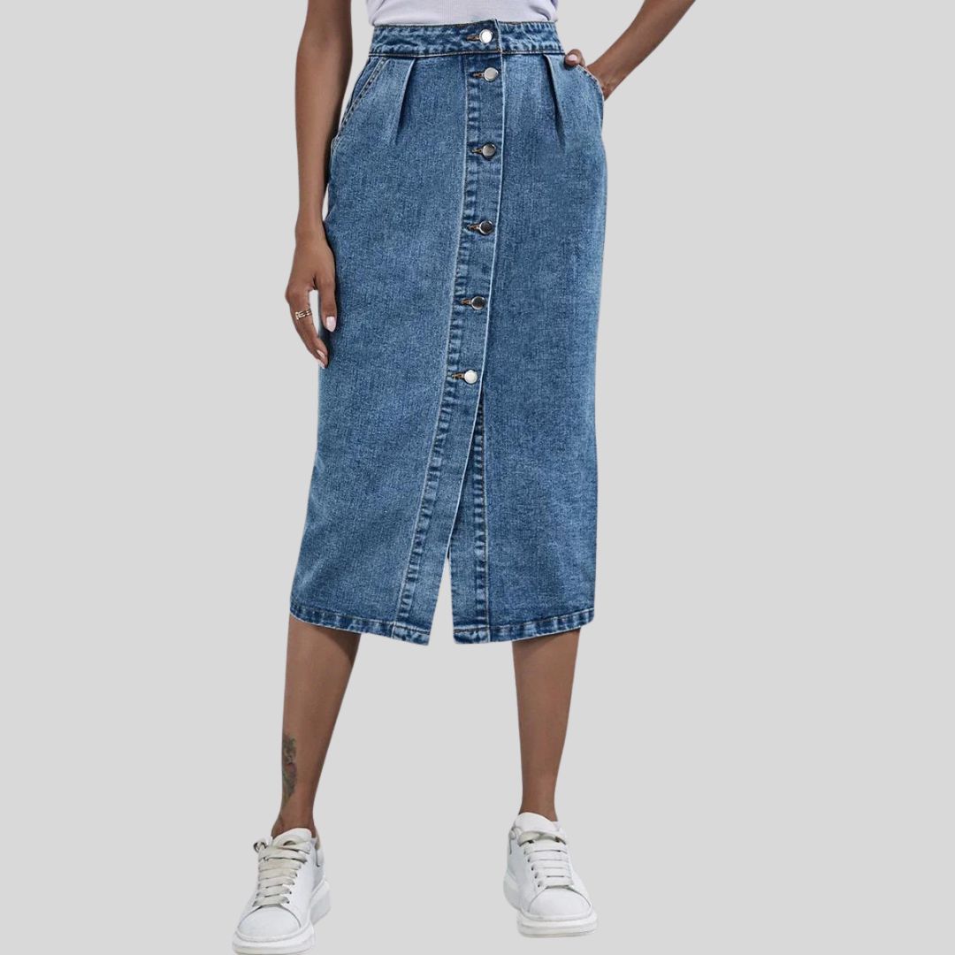 Lena - Schicker Jeans-Midirock mit Knopfleiste