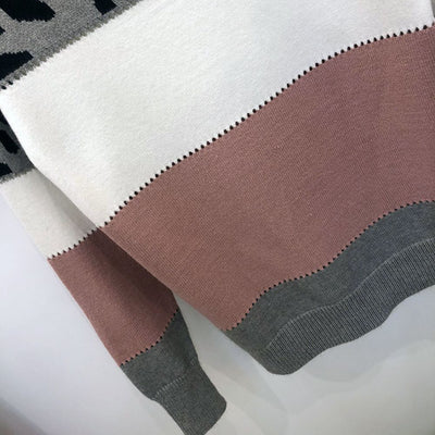 Vivian - Auffälliger Pullover mit Leopardenmuster und Farbblock