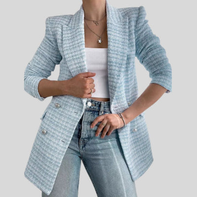 Gabrielle - Schicker Tweed-Longblazer mit doppelter Knopfleiste