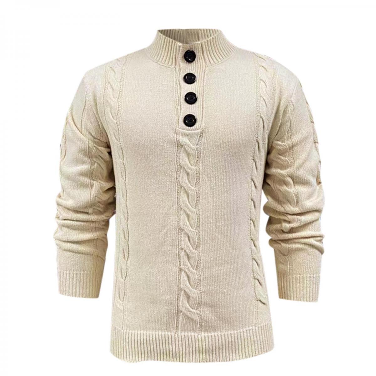 Elliot - Strukturierter Strick-Henley-Pullover mit Knopfdetail