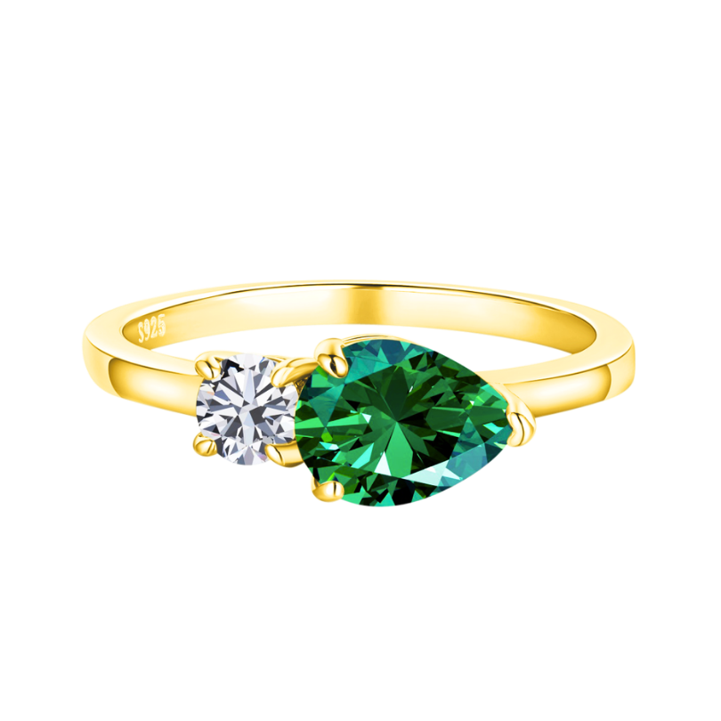 Verde - Schlanker Ring mit Zweifach-Edelstein-Design