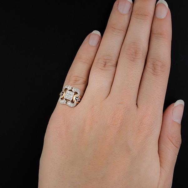 Isadora - Vintage-Stil Ring mit Diamant-Mittelstück