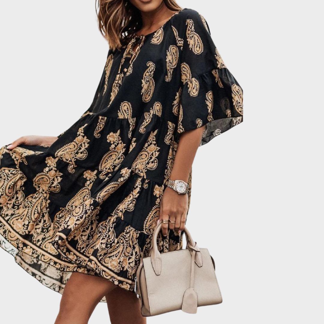 Alexa - Boho-Kleid mit Paisley-Print und Volantärmeln