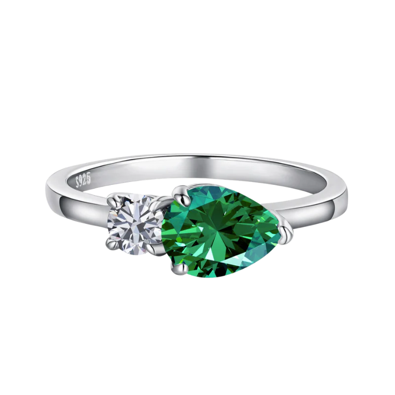 Verde - Schlanker Ring mit Zweifach-Edelstein-Design