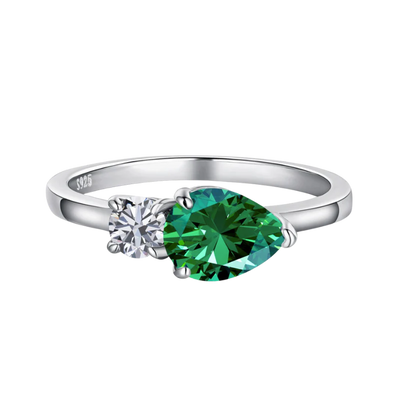 Verde - Schlanker Ring mit Zweifach-Edelstein-Design