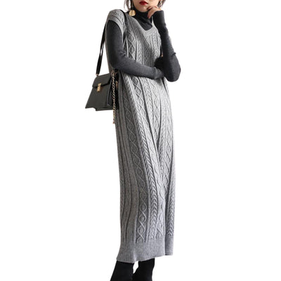 Lillian - Midi-Strickkleid mit Zopfmuster