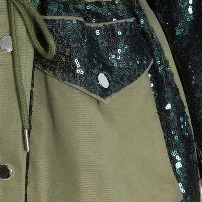 Ava - Paillettenverzierte Jacke mit Cargotaschen