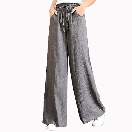 Ariana - Leinenhose mit weitem Bein und hoher Taille