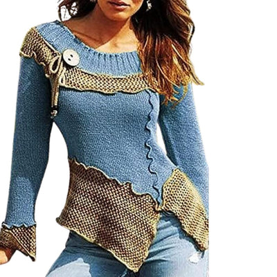 Isla - Asymmetrischer Strickpullover mit Kontrastsaum