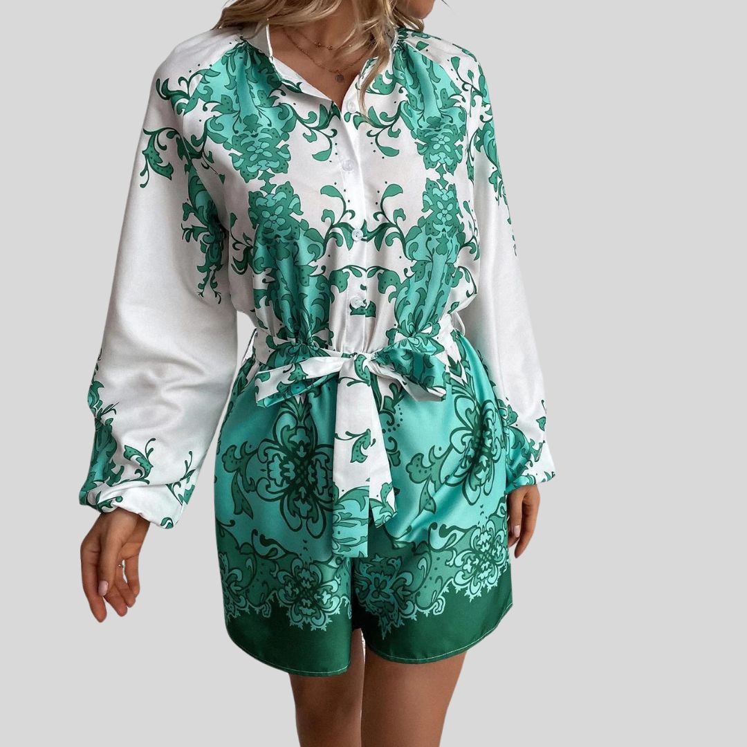 Valentina - Schickes Playsuit mit floralem Druck und Taillenband