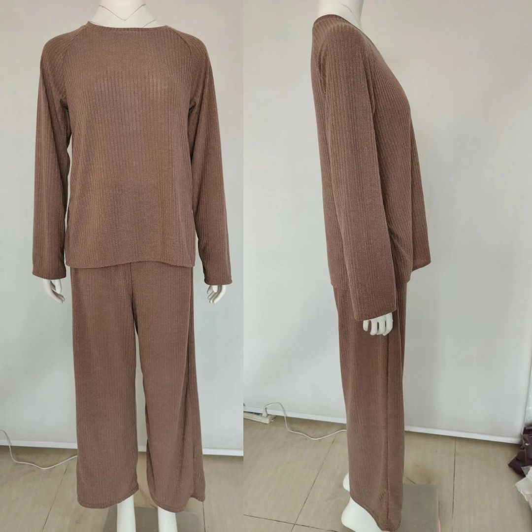 Zonaya - Weiche gestrickte Loungewear-Sets mit langen Ärmeln