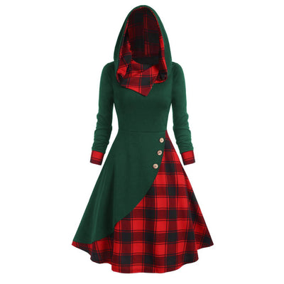 Carmen - Festliches Skaterkleid mit Kapuze und Knopfdetails