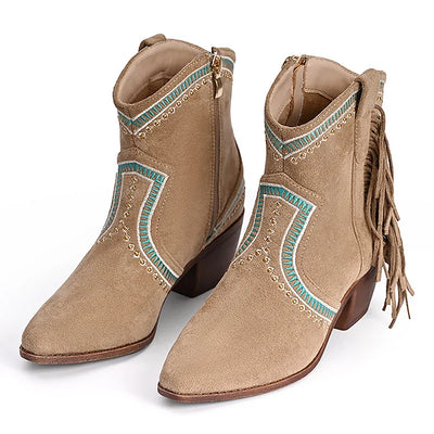 Steph - Stiefeletten mit Fransen - Western-Charme