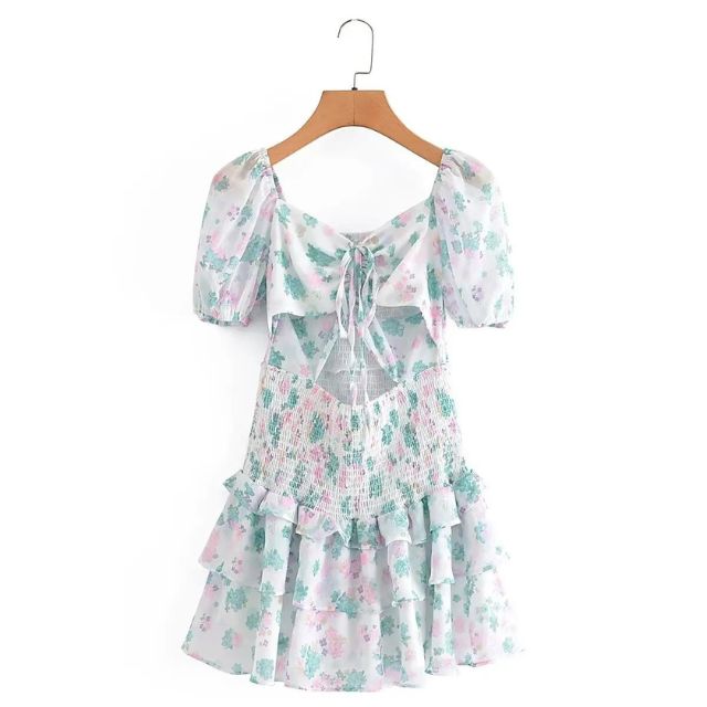 Fiorina - Florales Rüschen-Minikleid mit Puffärmeln