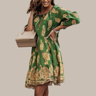 Alexa - Boho-Kleid mit Paisley-Print und Volantärmeln