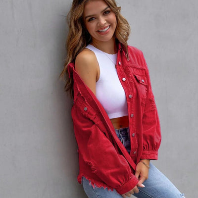 Scarlet - Verwaschene Jeansjacke mit klassischer Passform