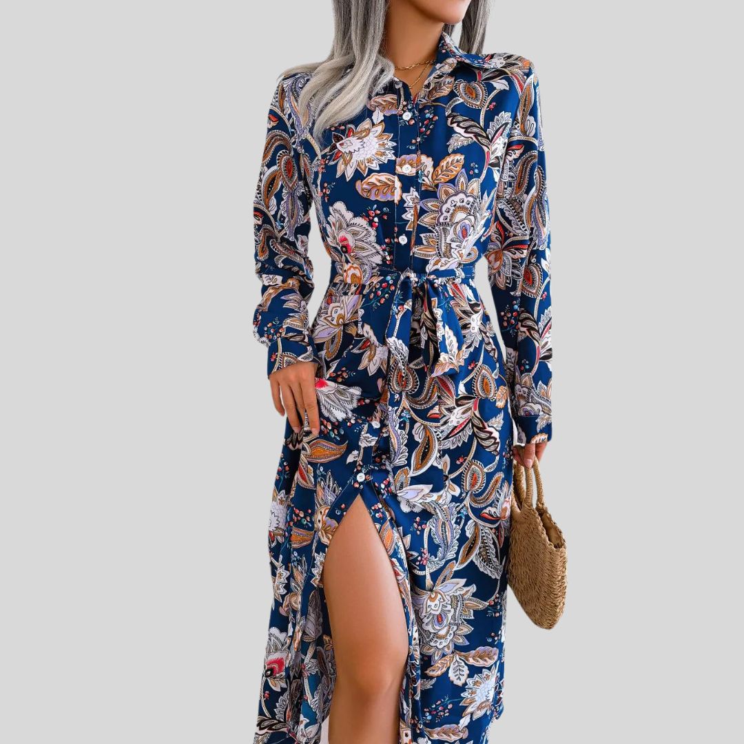 Vivienne - Paisley-PrintMaxikleid mit hohem Schlitz