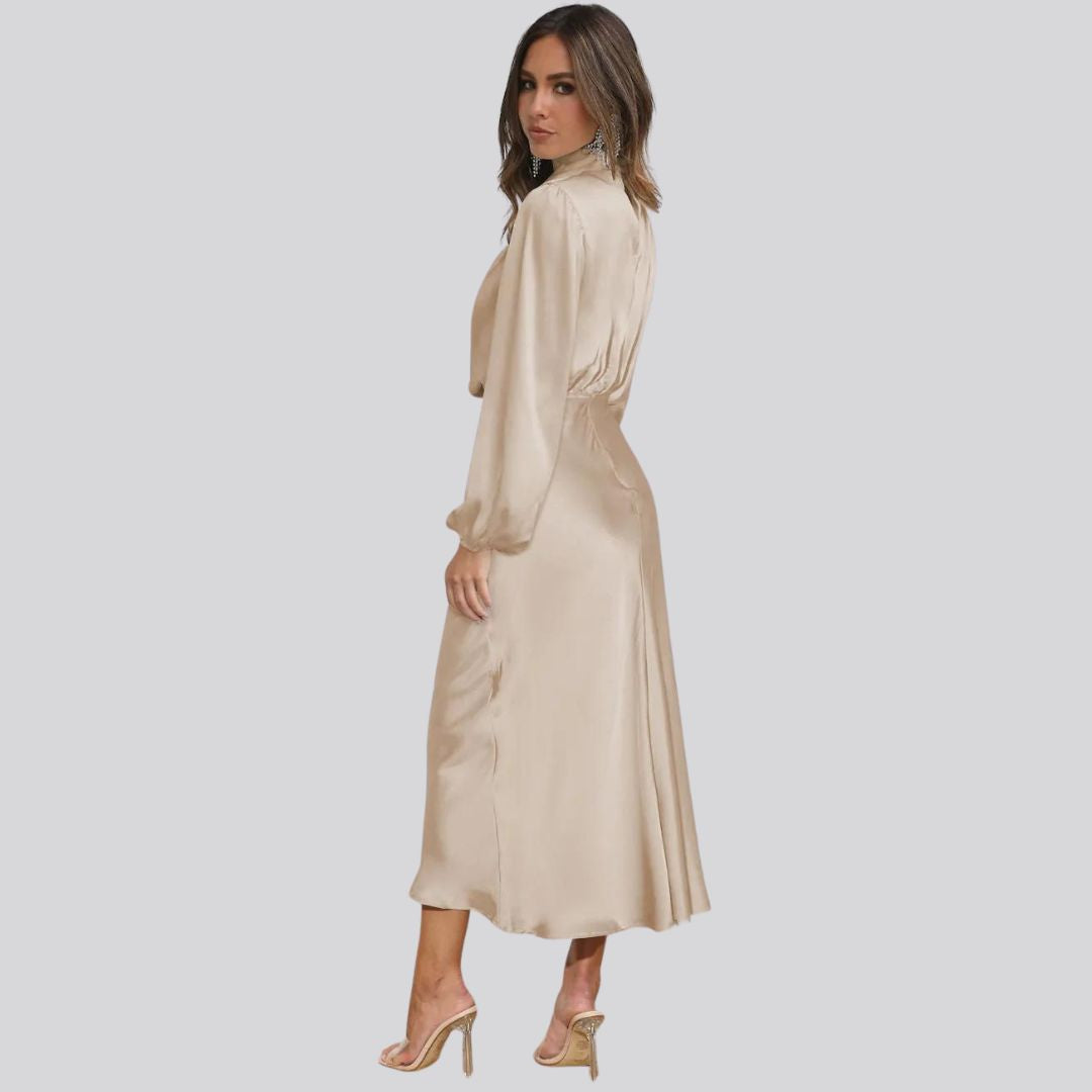 Charlotte - Satin-Midikleid mit Gerafftem Ausschnitt