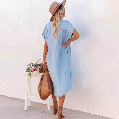 Greer - Chambray-Midikleid mit Knopfleiste