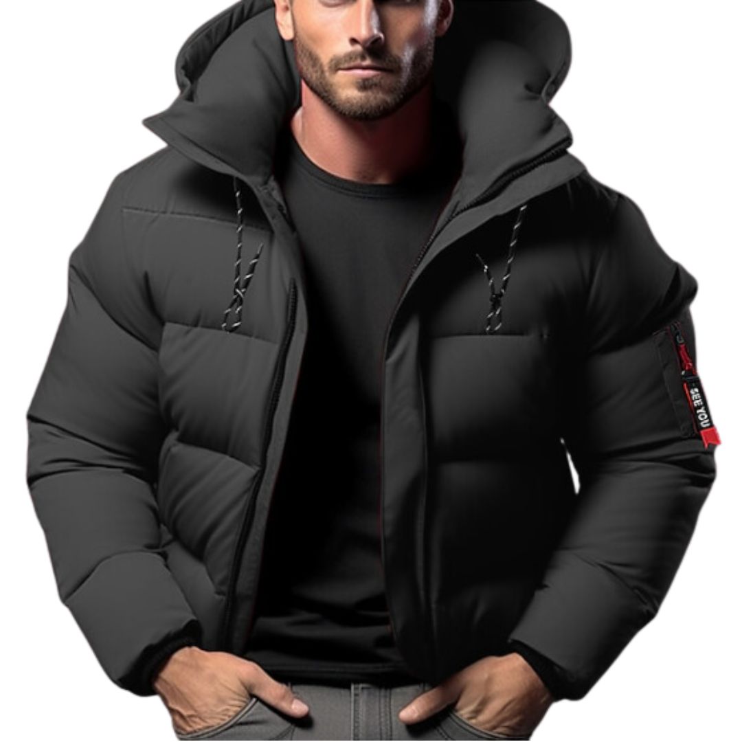 schwarze Steppjacke Herren Vorderansicht 