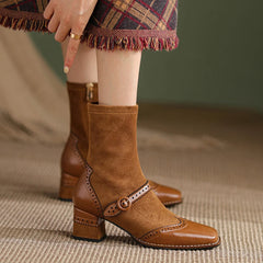 Quinn - Wildleder-Stiefeletten mit Brogue-Details