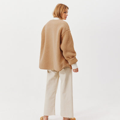 beige Softjacke Damen Rückenansicht 