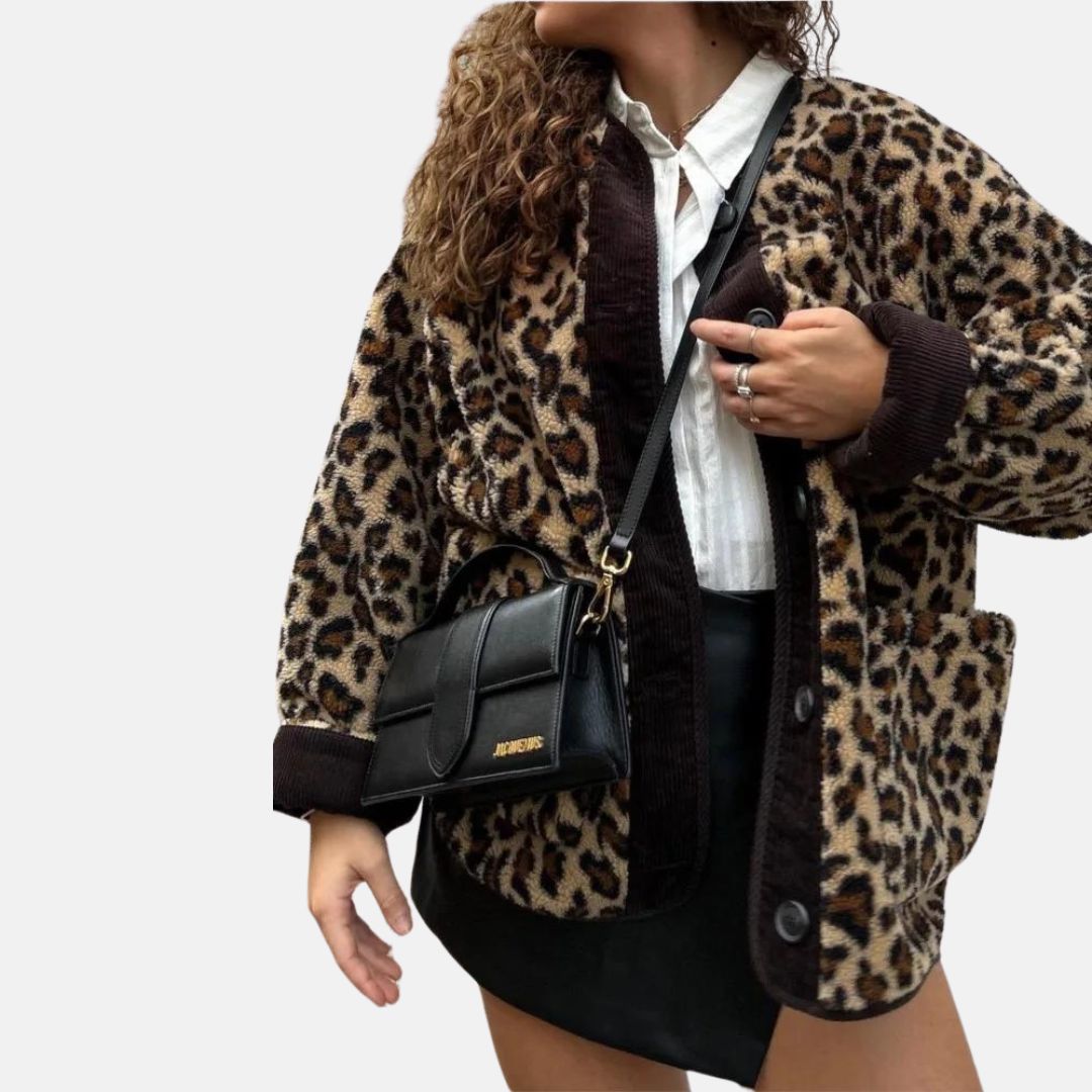 Jacke Leopard Damen Vorderansicht