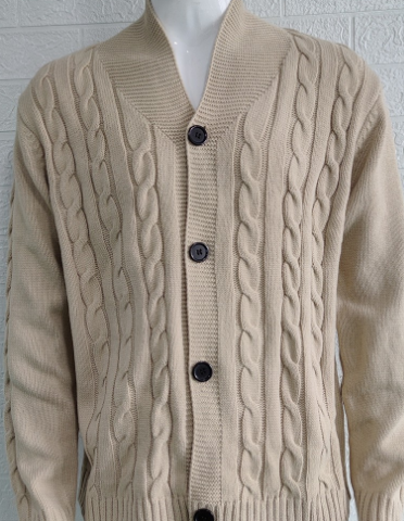 beige Strickjacke für Herren Vorderansicht