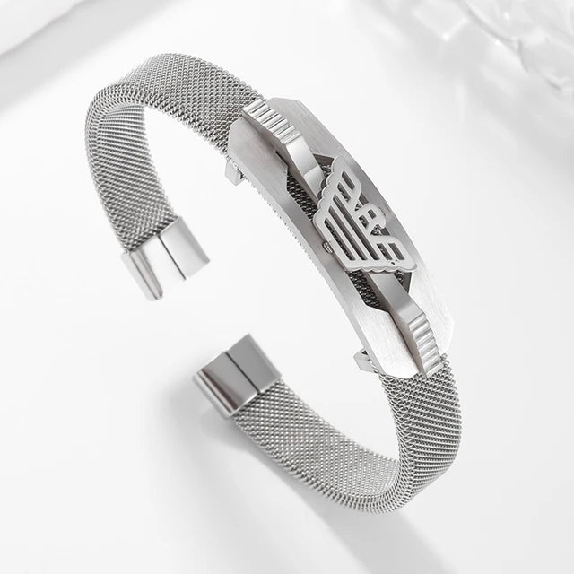 Vicente - Zweifarbiges Mesh-Armband mit geometrischer Platte