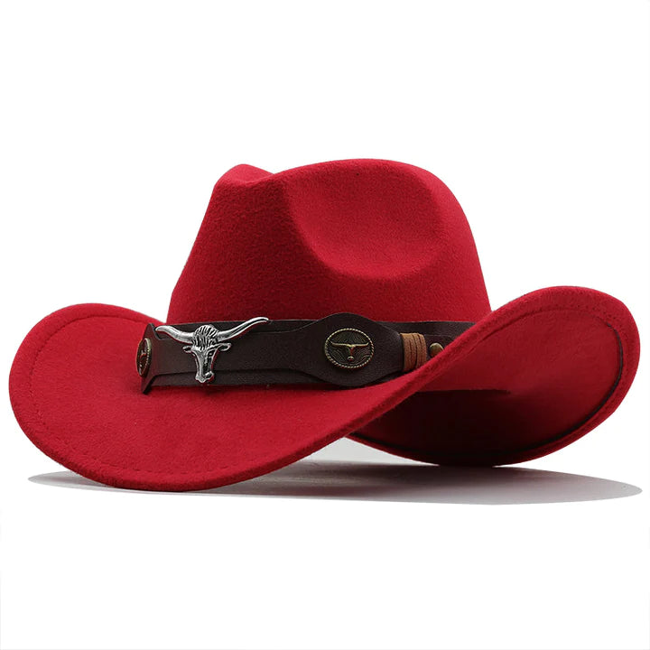 Maverick - Western-Stil Filzhut mit Stier-Schnallenband