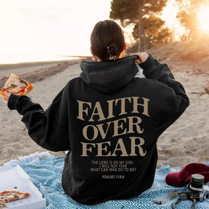 Faith over fear Hoodie schwarz Rückenansicht 