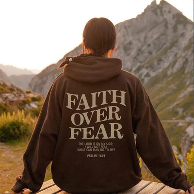 Faith over fear Hoodie kaffee Rückseite