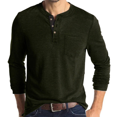 Denzel - Lässiges Henley-Langarmshirt mit Tasche